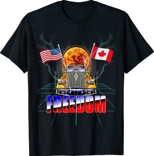 Canada Freedom Convoy 2022 Canadian Truckers Support Flag Vintage TShirt