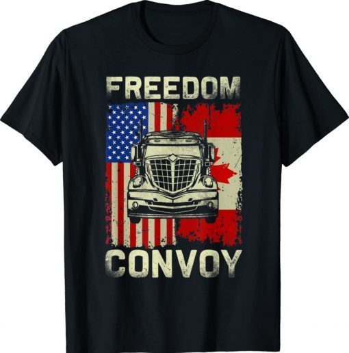 Freedom Convoy Support Canadian Truckers Mandate Truck Vintage TShirt