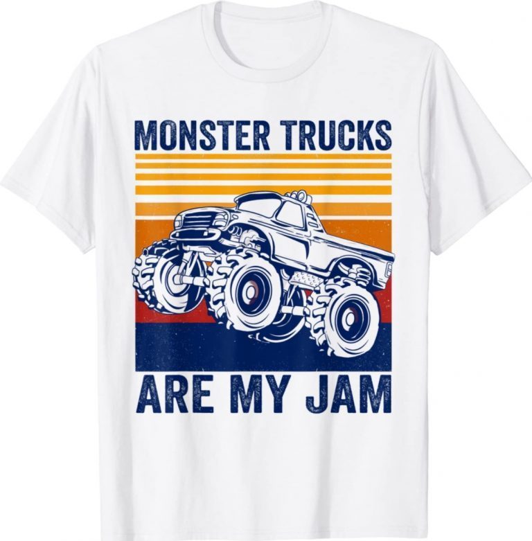 Monster Truck Are My Jam Retro Sunset Cool Engines Vintage Shirts