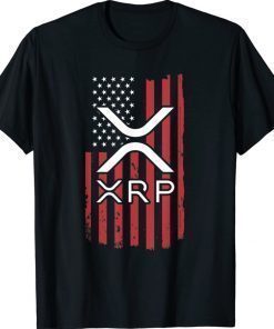 Crypto Currency XRP Ripple Internet Money American Flag Vintage TShirt