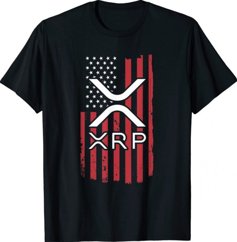 Crypto Currency XRP Ripple Internet Money American Flag Vintage TShirt