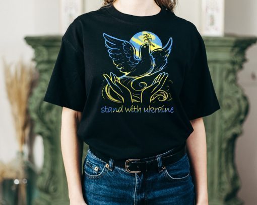 Ukraine Freedom and Peace Dove TShirt Stand With Ukraine Shirt Support Ukraine Shirt No War