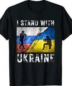 Support I Stand With Ukraine American Ukrainian Flag Vintage TShirt