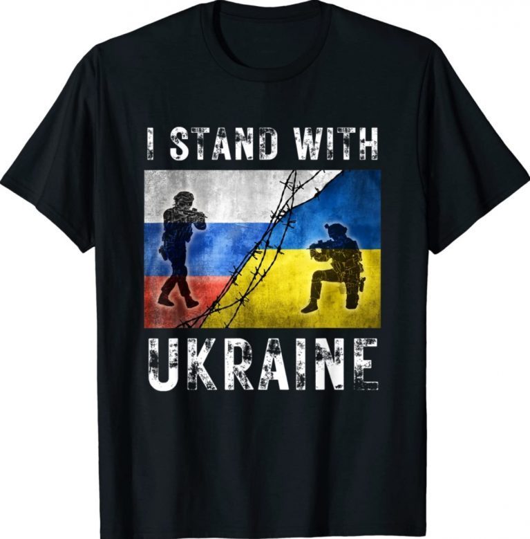 Support I Stand With Ukraine American Ukrainian Flag Vintage TShirt