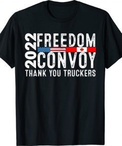 American Flag Canada Flag Freedom Convoy 2022 TRUCKER Vintage TShirt