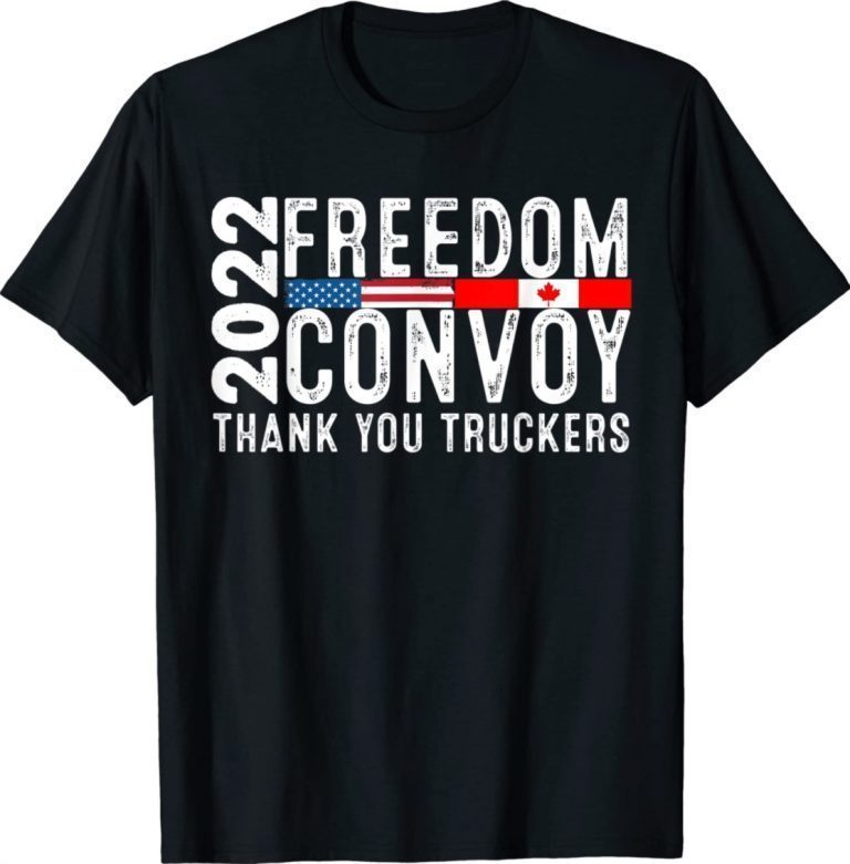 American Flag Canada Flag Freedom Convoy 2022 TRUCKER Vintage TShirt