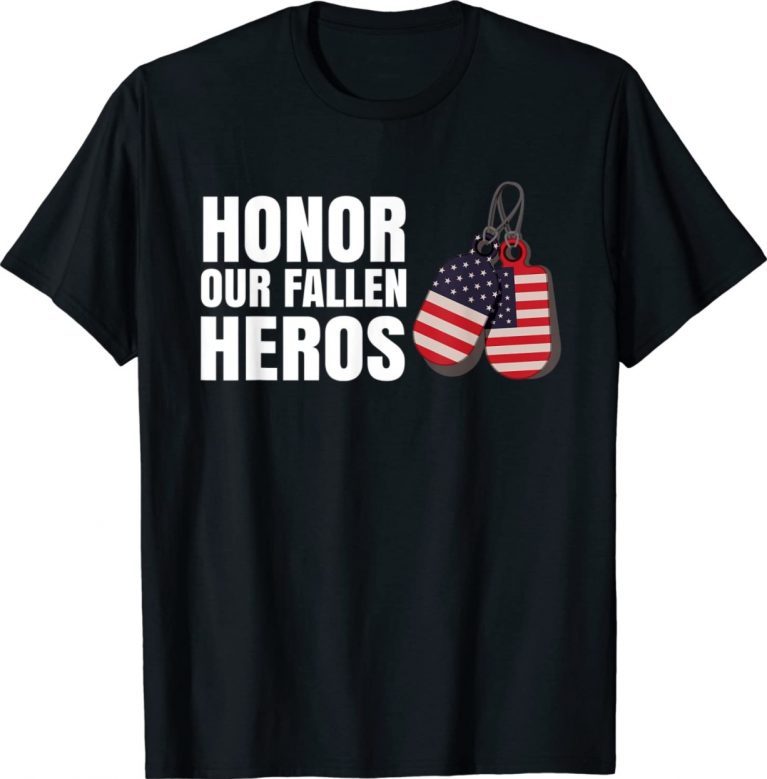 Fallen Hero's Memorial Day United States Flag Dog Tags Vintage TShirt