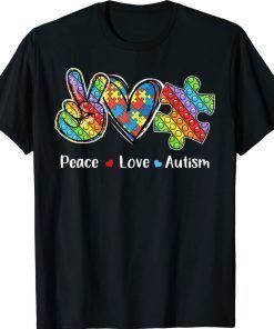 Peace Love Autism Awareness Pop It Fidget Toy Autism Puzzle Vintage T-Shirt