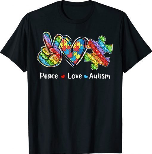 Peace Love Autism Awareness Pop It Fidget Toy Autism Puzzle Vintage T-Shirt