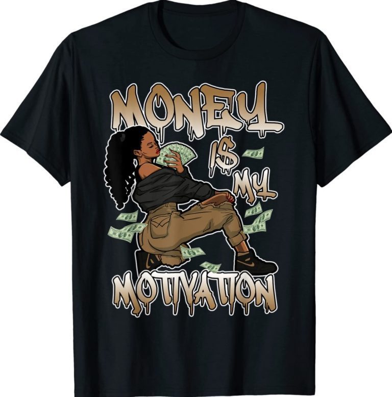 Money Is My Motivation 1 Black Gold Shoes Matching Tee Shirt