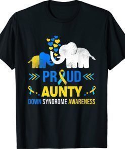 Proud Aunty Down Syndrome Awareness Blue Yellow Ribbon Gift TShirt