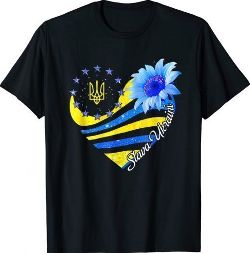 Slava Ukraine Sunflower Ukrainian Flag Stand With Ukraine Unisex TShirt