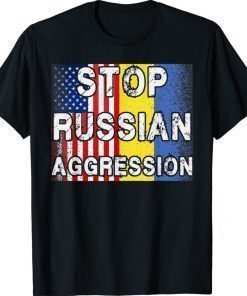 Stop Russian Aggression Ukraine Ukrainian American Flag Shirts