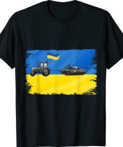 I Stand With Ukraine Funny Ukrainian Farmer Steals Tank Vintage TShirt