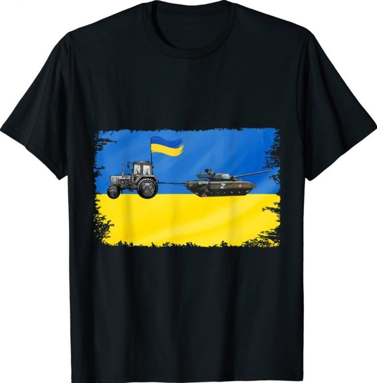 I Stand With Ukraine Funny Ukrainian Farmer Steals Tank Vintage TShirt