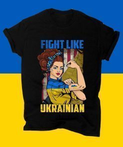 Fight Like Ukrainian Strong Girl Ukraine Vintage TShirt