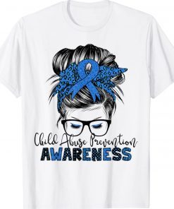 Child Abuse Prevention awareness messy hair bun 2022 shirts