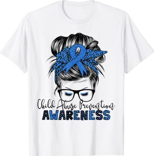 Child Abuse Prevention awareness messy hair bun 2022 shirts