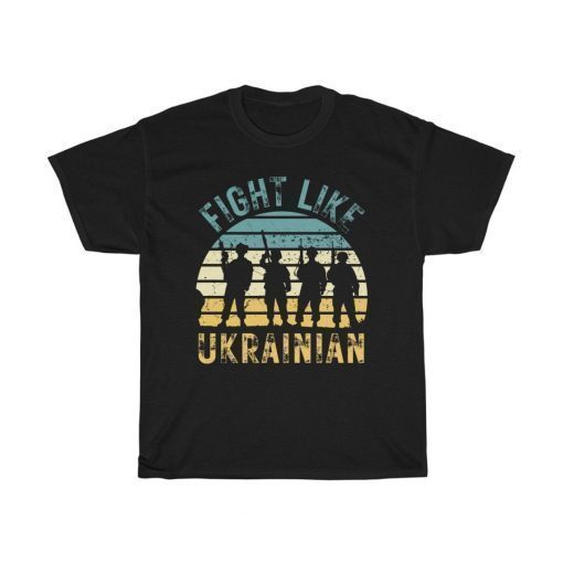 Fight Like Ukrainian Distressed Yellow and Blue Vintage TShirt