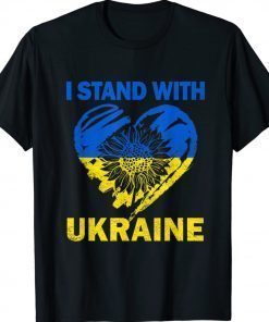 Vintage I Stand With Ukraine Flag Sunflower Heart TShirt