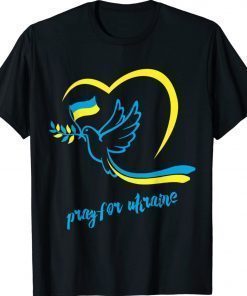 Pray For Ukraine Peace Dove Pigeon Love Flag Heart Vintage TShirt