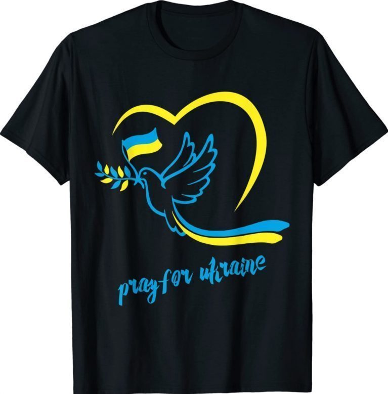 Pray For Ukraine Peace Dove Pigeon Love Flag Heart Vintage TShirt