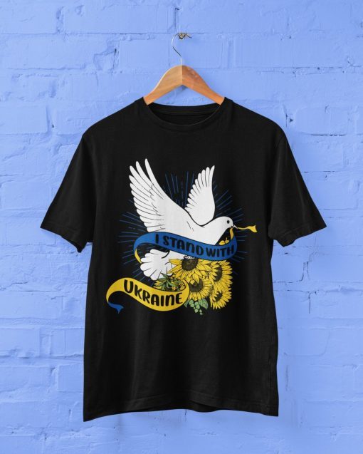 Stand With Ukraine Sunflowers and Peace Dove No War Shirt