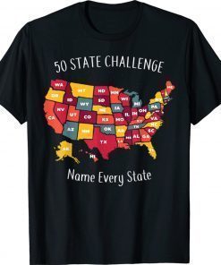 50 State Challenge Name Every US State Vintage TShirt
