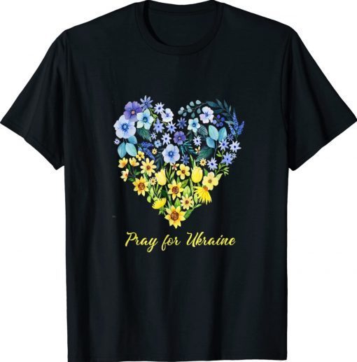 Sunflower Wildflower Blue and Yellow Floral Ukraine Heart 2022 Shirts