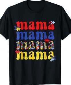 Autism Awareness Mama Vintage Puzzle Piece Autistic Mom Vintage TShirt