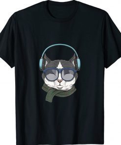 Cat wears headphones illustration Vintage TShirt