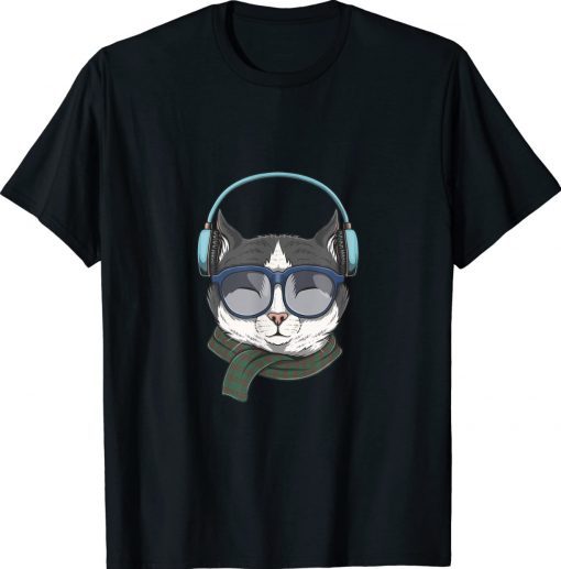 Cat wears headphones illustration Vintage TShirt