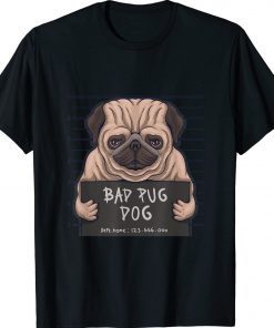 Bad pug dog crime vintage tshirt