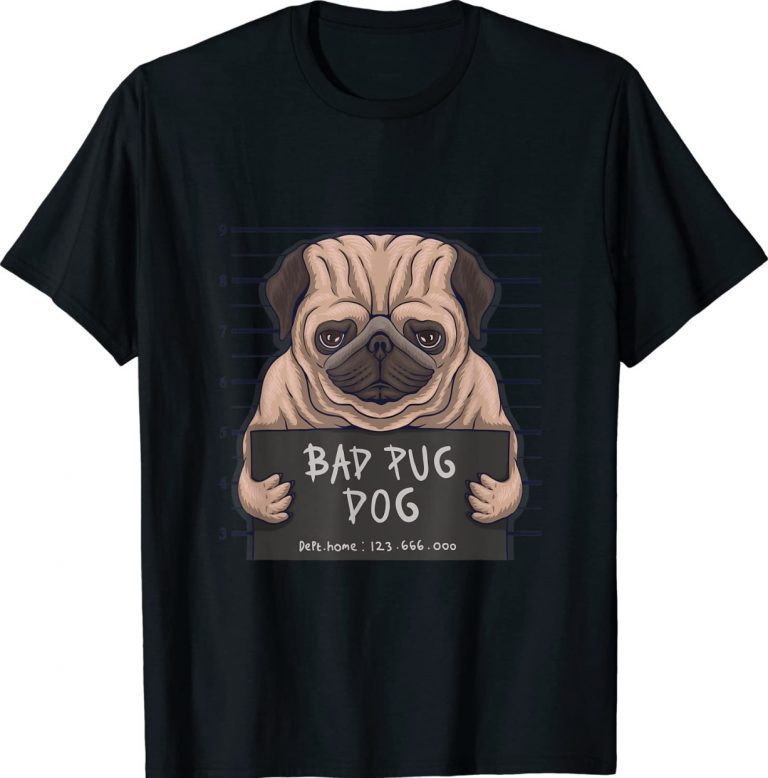 Bad pug dog crime vintage tshirt