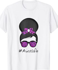 Leopard Aunt Life Messy Auntie For Mother's Day 2022 TShirt