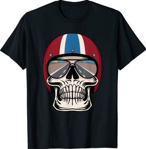 Vintage Skull with Helmet and Sunglasses T-Shirt