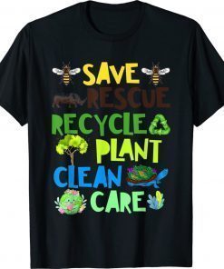 Vintage Save Bees Rescue Animals Recycle Plastict Earth Day 2022 TShirt