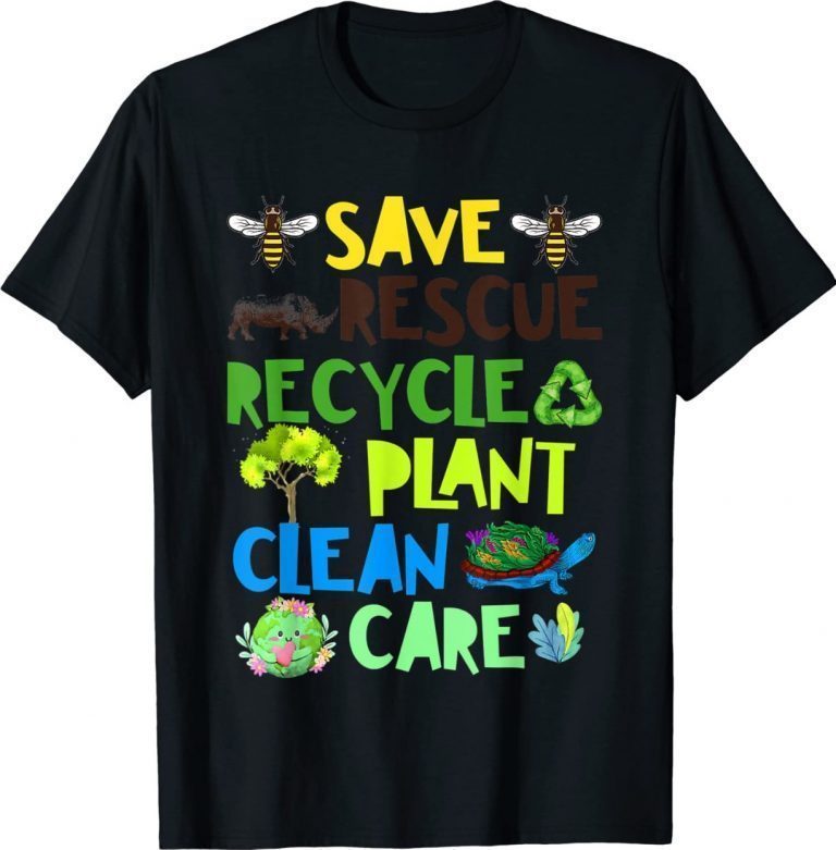 Vintage Save Bees Rescue Animals Recycle Plastict Earth Day 2022 TShirt