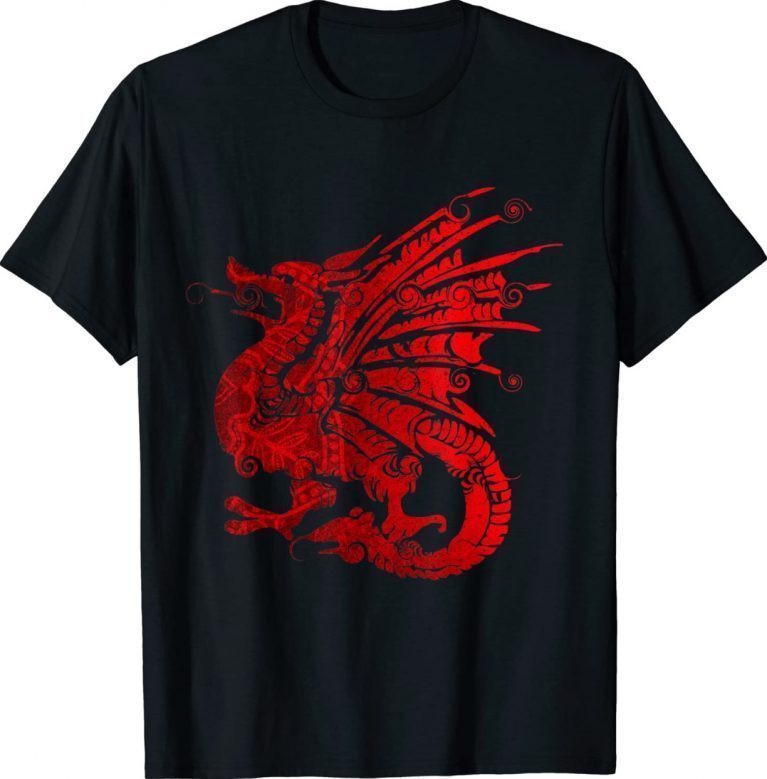 Red Fierce Dragon with Spiked Wings and Mandala Dragon Skin Unisex TShirt