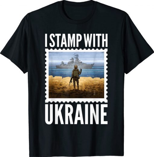 I Stamp With Ukraine Postage Stamp Flag Pride Unisex TShirt