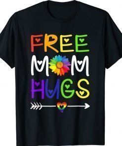 Free Mom Hugs Daisy Rainbow Heart LGBT Pride Month Vintage TShirt