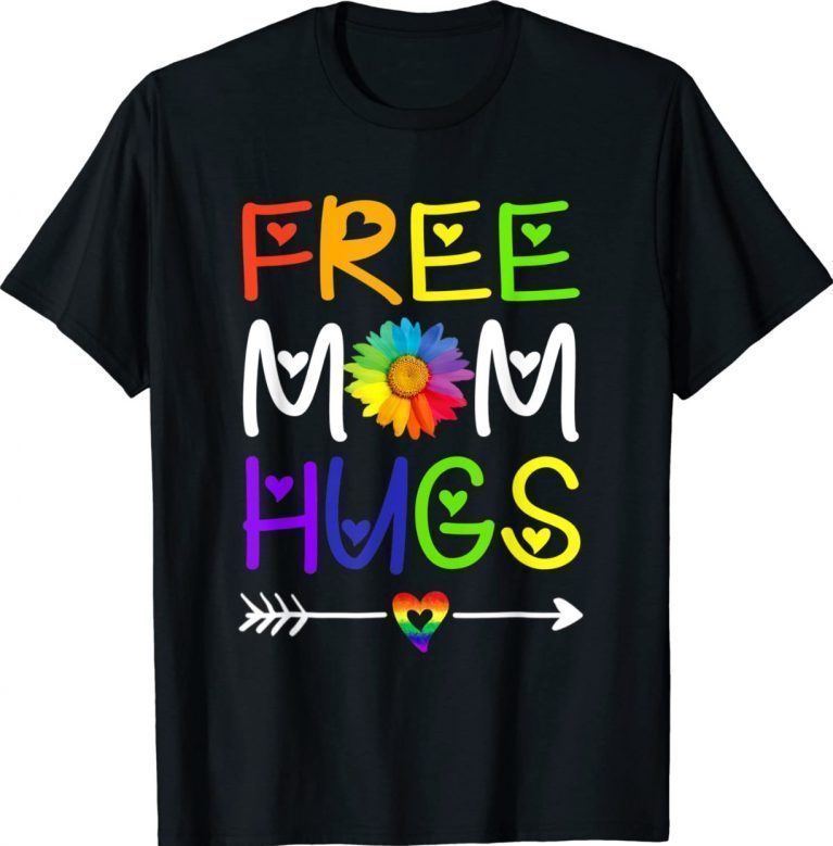 Free Mom Hugs Daisy Rainbow Heart LGBT Pride Month Vintage TShirt