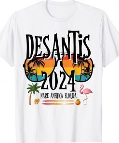 DeSantis 2024 Election Retro Sunglasses Flamingo Orange 24 Unisex T-Shirt