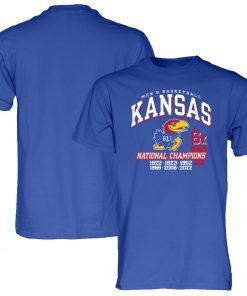 Royal Kansas Jayhawks 6-Time NCAA Basketball National Champions Unisex TShirt