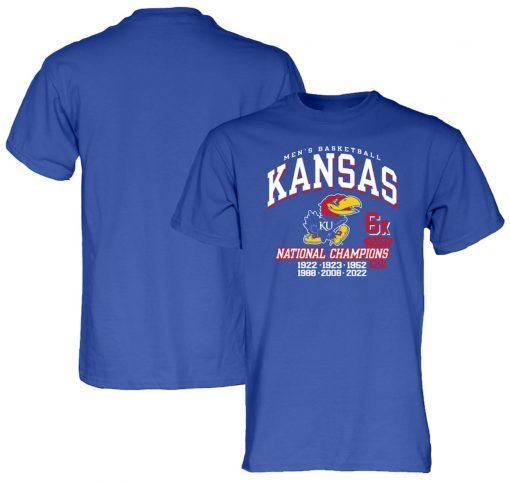 Royal Kansas Jayhawks 6-Time NCAA Basketball National Champions Unisex TShirt