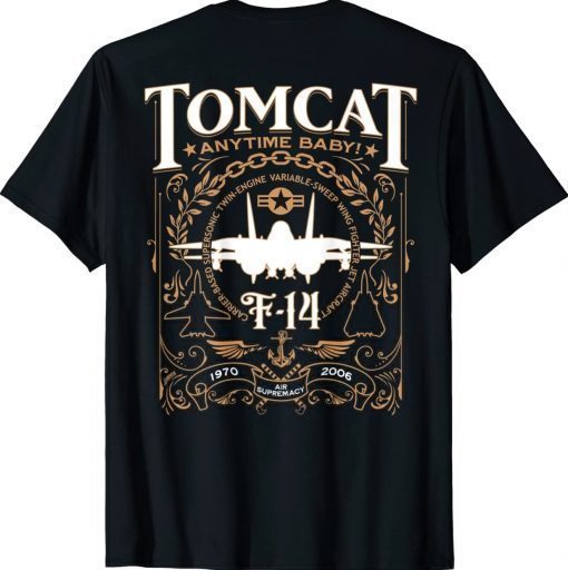 Vintage F-14 Tomcat Military Fighter Jet Aircraft Back TShirt