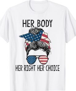 Her Body Her Right Her Choice Messy Bun US Flag Pro Choice Vintage T-Shirt