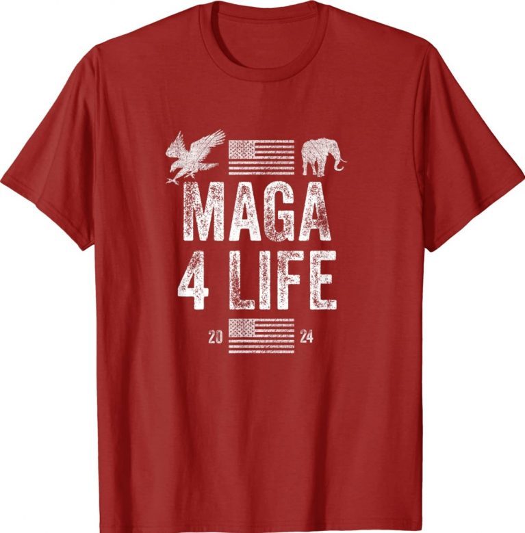 Ultra Maga 4 Life American Flag Vintage TShirt