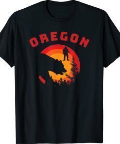 Oregon bear bigfoot sunset vacation souvenir vintage tshirt