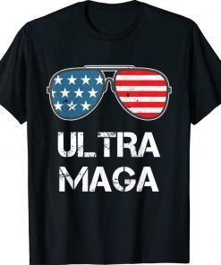 Ultra Maga American Flag Sunglasses Vintage TShirt